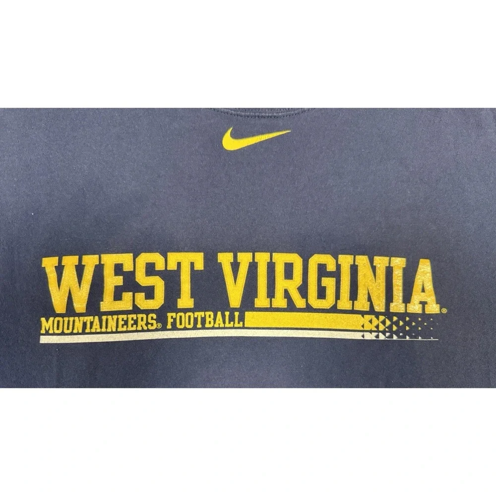 Nike WVU West Virginia Mountaineers Mens Large Blue Football T Shirt